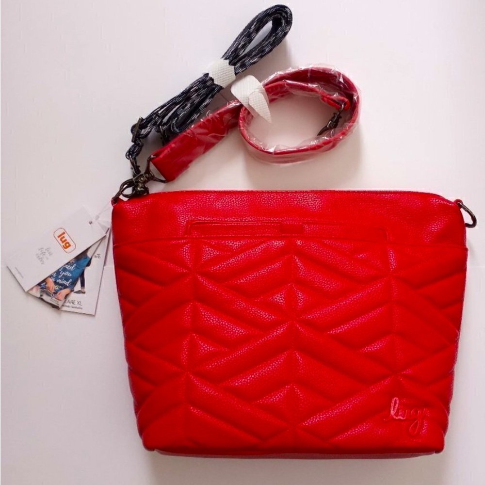 lug Red Quilted Crossbody with Patterned Strap - Picture 2 of 7